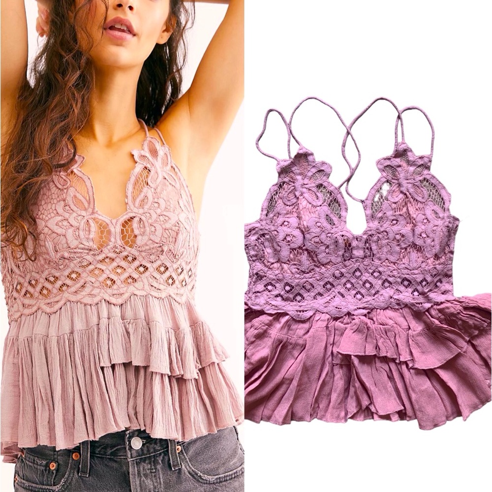 Free People Intimately Adella Cami Top Women Color Mauve Size S